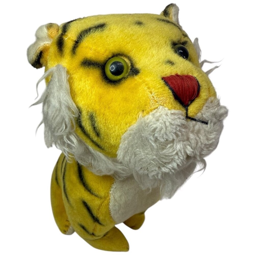 Vintage 1970s Japan DAKIN Hard Stuffed Tiger 12" Plush Animal Toy Sitting Mohair